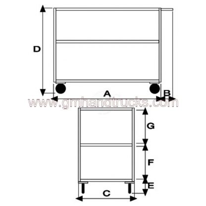 Carrelli Portatutto 3 vasche 600 x 900 AISI 304 2 ruote fisse 2 girevoli misure