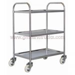 Carrello di servizio a 3 ripiani in acciaio inox, ruote in nylon