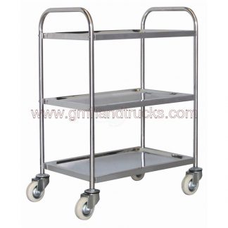 Carrello di servizio a 3 ripiani in acciaio inox, ruote in nylon