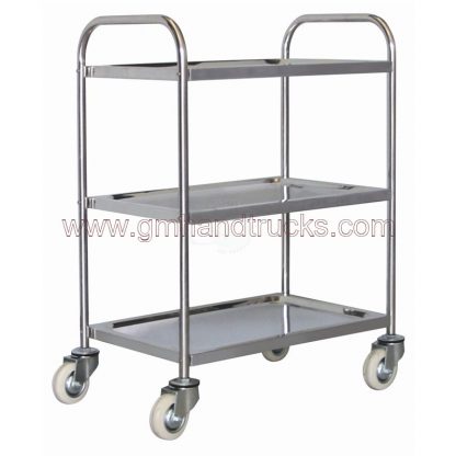 Carrello di servizio a 3 ripiani in acciaio inox, ruote in nylon