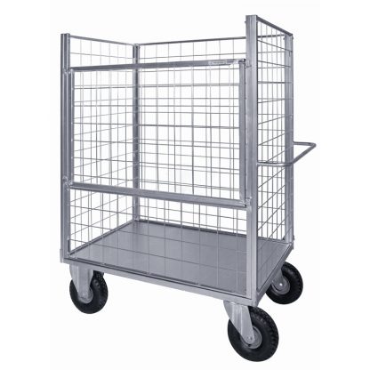 Pianale zincato a 4 sponde 4 ruote antiforatura girevoli 2 con freno