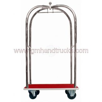 Carrello portabagagli "luxury" in acciaio inox piano rivestito in moquette rossa