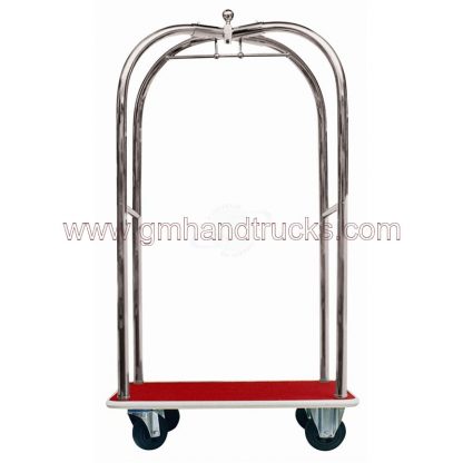 Carrello portabagagli "luxury" in acciaio inox piano rivestito in moquette rossa