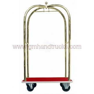 Carrello portabagagli "luxury" in ottone piano rivestito in moquette rossa