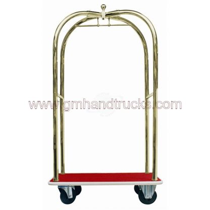 Carrello portabagagli "luxury" in ottone piano rivestito in moquette rossa