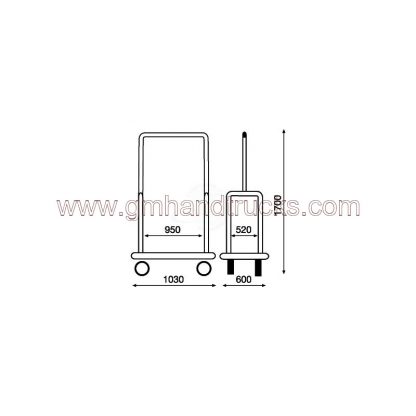 Carrello portabagagli "bus" in acciaio inox piano rivestito in moquette rossa