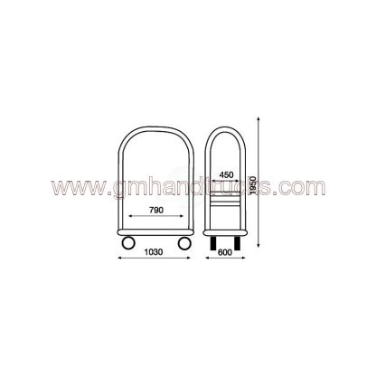 Carrello portabagagli "arco d'oro" in ottone piano rivestito in moquette rossa
