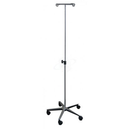 Asta Portaflebo Inox con base a 5 razze su Ruote