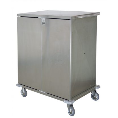 Carrello container biancheria doppia anta in accaio INOX AISI 304