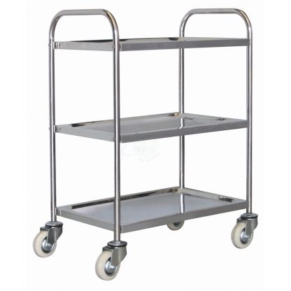 Carrello di servizio a 3 ripiani in acciaio inox