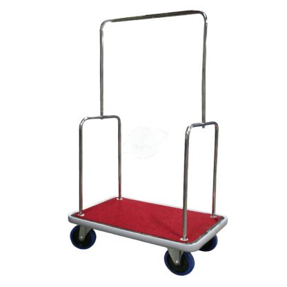 Carrello portabagagli "bus" in acciaio inox piano rivestito in moquette rossa