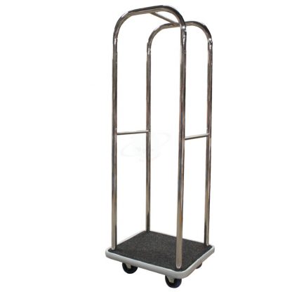Carrello portabagagli in acciaio inox piano rivestito in moquette grigia