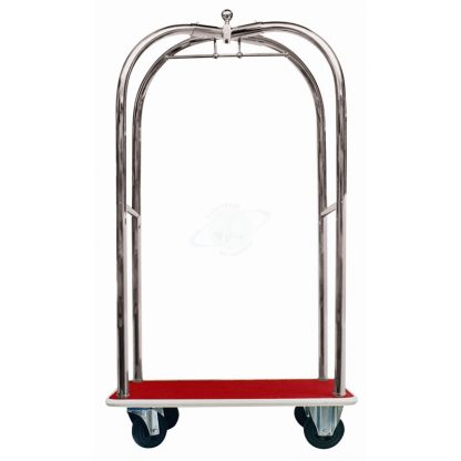 Carrello portabagagli "luxury" in acciaio inox piano rivestito in moquette rossa