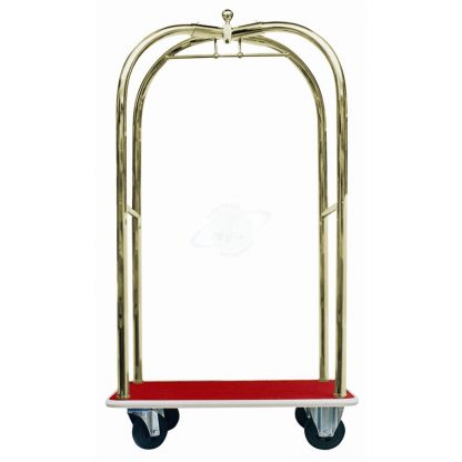 Carrello portabagagli "luxury" in ottone piano rivestito in moquette rossa