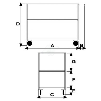 Carrello portatutto in acciaio inox con 3 piani con bordo contenimento