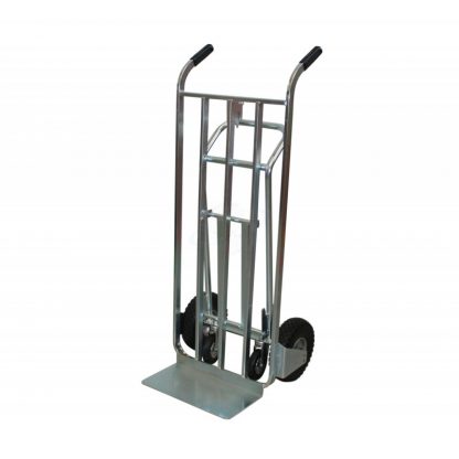 Carrello trasformabile zincato con due ruote antiforatura e due in gomma piena