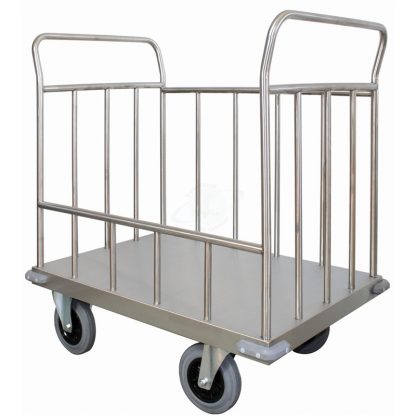 Carrello trasporto universale 4 sponde in tubolare in acciaio INOX AISI 304