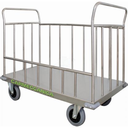 Carrello trasporto universale 4 sponde in tubolare in acciaio inox AISI 304- MAXI