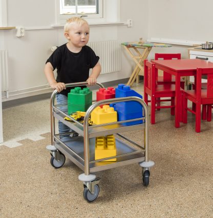 Carrello in acciaio 2 ripiani con bordi contenimento KM60357-MINI