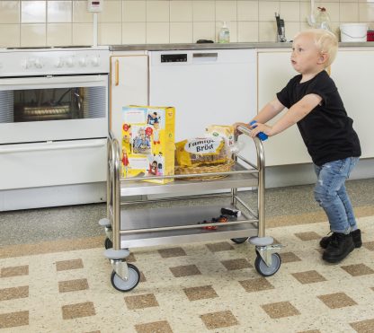Carrello in acciaio 2 ripiani con bordi contenimento KM60357-MINI