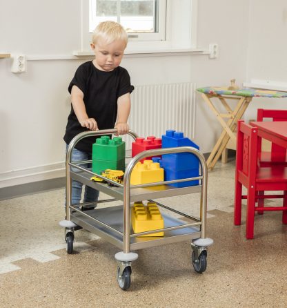 Carrello in acciaio 2 ripiani con bordi contenimento KM60357-MINI