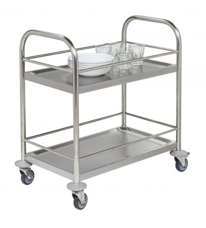 Carrello in acciaio 2 ripiani con bordi contenimento KM60357-MIDI
