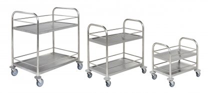Carrello in acciaio 2 ripiani con bordi contenimento KM60357-MIDI