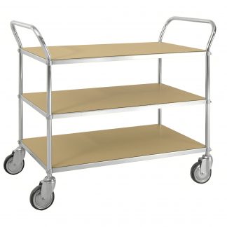 Carrello pianale con tre ripiani manico ruote girevoli KM4148-ESD