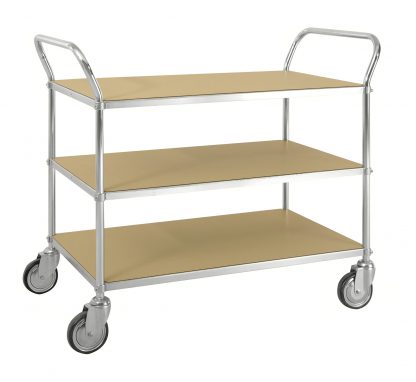 Carrello pianale con tre ripiani manico ruote girevoli KM4148-ESD