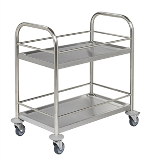 Carrello in acciaio 2 ripiani con bordi contenimento KM60357-MIDI