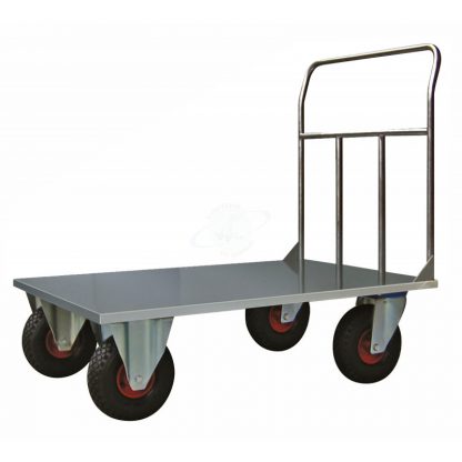 Pianale Maxi mm 1200x800 in acciaio inox con Ruote Pneumatiche con freno