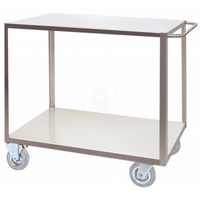 Portatutto Medio a 2 Piani in Acciaio Inox con Ruote Girevoli con Freno
