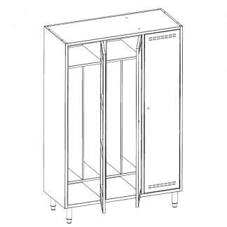 Armadietto spogliatoio 3 posti 1200 x 500 x 1800 mm