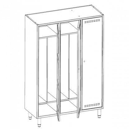 Armadietto spogliatoio 3 posti 1200 x 500 x 1800 mm