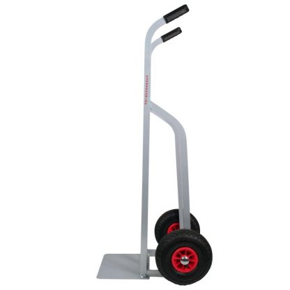 Carrello in alluminio con 2 ruote pneumatiche vista di lato