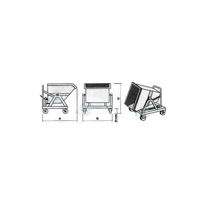 Carrelli Benna contenitori basculante ribaltabile 120° 400 lt misure
