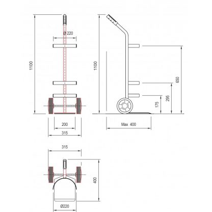 Carrelli portabombole litri15 / 20 misure