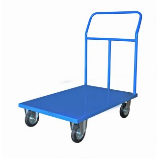 Carrello pianale in lamiera 20/10 2 ruote fisse 2 ruote girevoli freno 600 x 900
