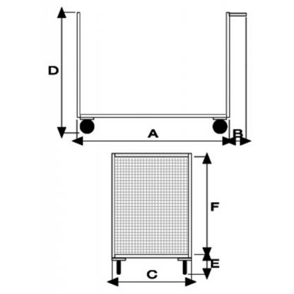 Carrelli pianale acciaio inox 2 sponde in rete 2 ruote fisse 2 girevoli misure