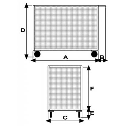 Carrelli pianale 4 sponde 4 ruote girevoli 2 con freno misure
