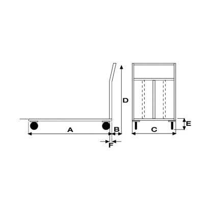 Carrelli pianale Aisi 304 1200 x 800 ruote pneumatiche 2 fisse 2 girevoli misure