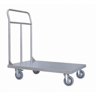 Carrello pianale in acciaio AISI 304 20/10 2 ruote fisse 2 ruote girevoli 600 x 900