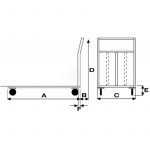 Carrelli pianale lamiera 700 x 1000 ruote gomma piena 2 fisse 2 girevoli