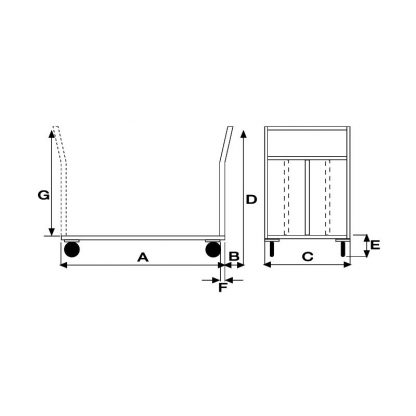 Carrello pianale in acciaio AISI 304 20/10 2 ruote fisse 2 ruote girevoli con freno 600 x 900 misure