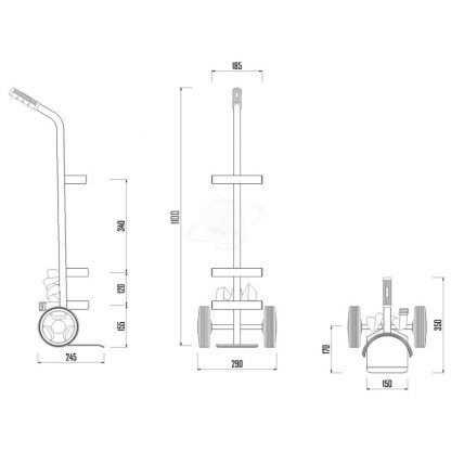 Carrelli portabombola litri 5/7 alluminio amagnetico misure