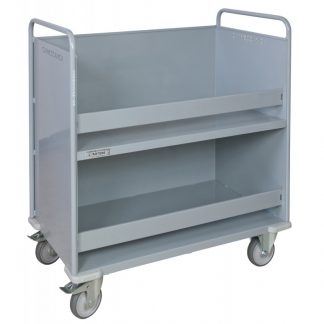 Carrello porta faldoni fascicoli a due piani ruote alta silenziosità antitraccia bordo contenimento