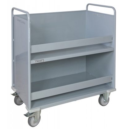 Carrello porta faldoni fascicoli a due piani ruote alta silenziosità antitraccia bordo contenimento