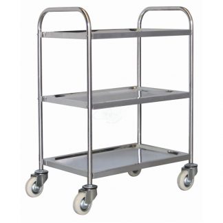 Carrello di servizio a 3 ripiani in acciaio inox, ruote in nylon