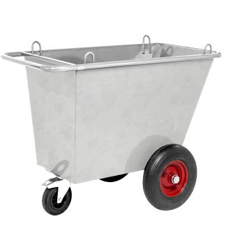 Carrello per rifiuti in lamiera metallica spessa rivestita KM400-HDG-LG