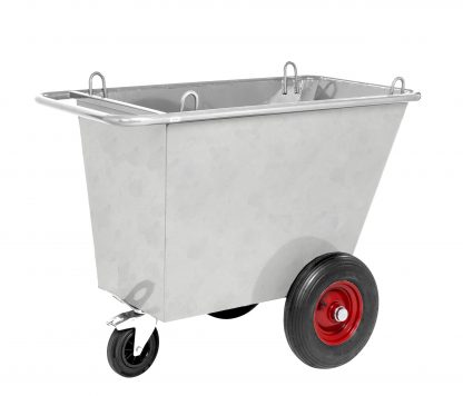 Carrello per rifiuti in lamiera metallica spessa rivestita KM400-HDG-LG